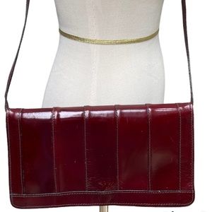 Michael Rome Ruby Red Leather Crossbody Clutch Made In Italy VNTG